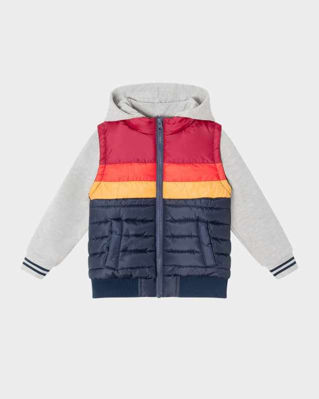 Boy's Hooded Sweatshirt Combo Puffer Vest, Size 2T-8